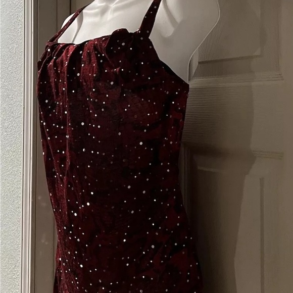 GLO JEANS Silver Sequin Red Black Snake Animal Print Sleeveless Cowl Top Medium - Picture 2 of 4